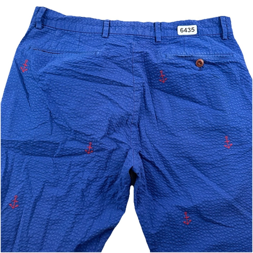 Brooks Brothers Red Fleece Seersucker Pants Men 32x34 Periwinkle Blue Anchors
